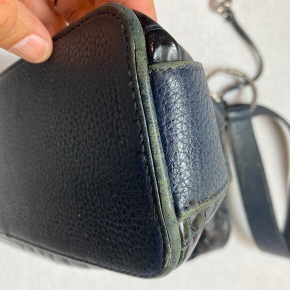 Brighton Shoulder Bag Black Cher Croc Embossed Patent Leather - Picture 6 of 14